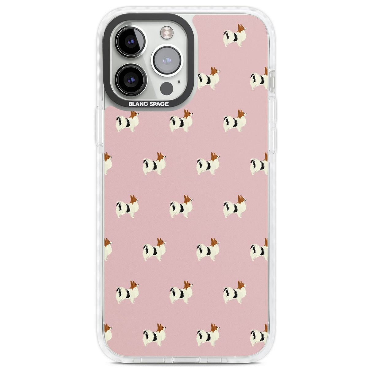 Papillon Dog Pattern Phone Case iPhone 13 Pro Max / Impact Case,iPhone 14 Pro Max / Impact Case Blanc Space