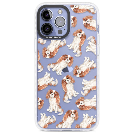 Cavalier King Charles Spaniel Dog Pattern Phone Case iPhone 13 Pro Max / Impact Case,iPhone 14 Pro Max / Impact Case Blanc Space