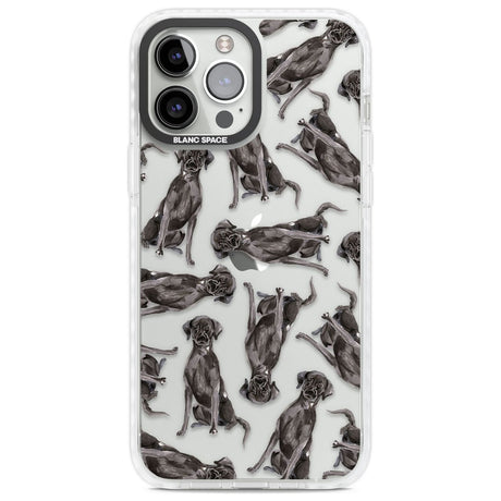 Black Labrador Watercolour Dog Pattern Phone Case iPhone 13 Pro Max / Impact Case,iPhone 14 Pro Max / Impact Case Blanc Space