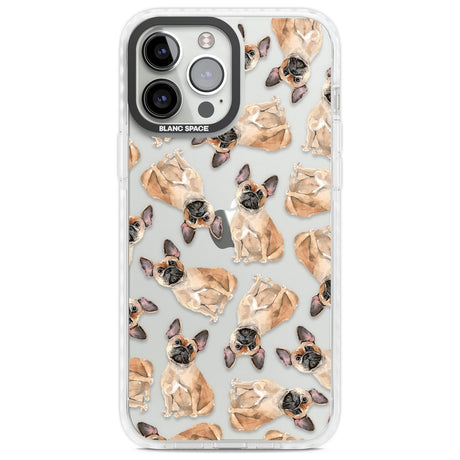 French Bulldog Watercolour Dog Pattern Phone Case iPhone 13 Pro Max / Impact Case,iPhone 14 Pro Max / Impact Case Blanc Space