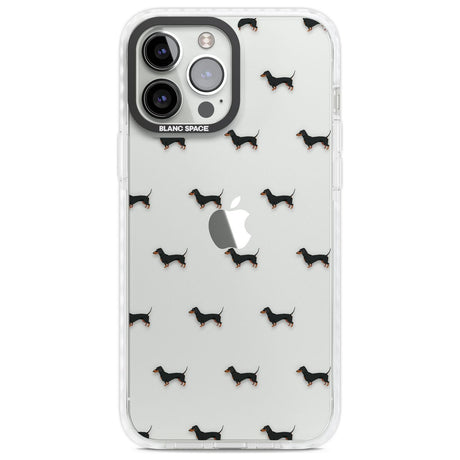 Dachshund Dog Pattern Clear Phone Case iPhone 13 Pro Max / Impact Case,iPhone 14 Pro Max / Impact Case Blanc Space