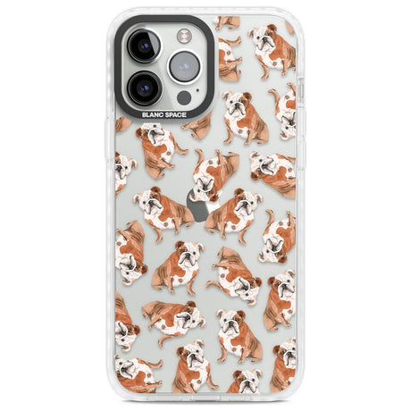 English Bulldog Watercolour Dog Pattern Phone Case iPhone 13 Pro Max / Impact Case,iPhone 14 Pro Max / Impact Case Blanc Space