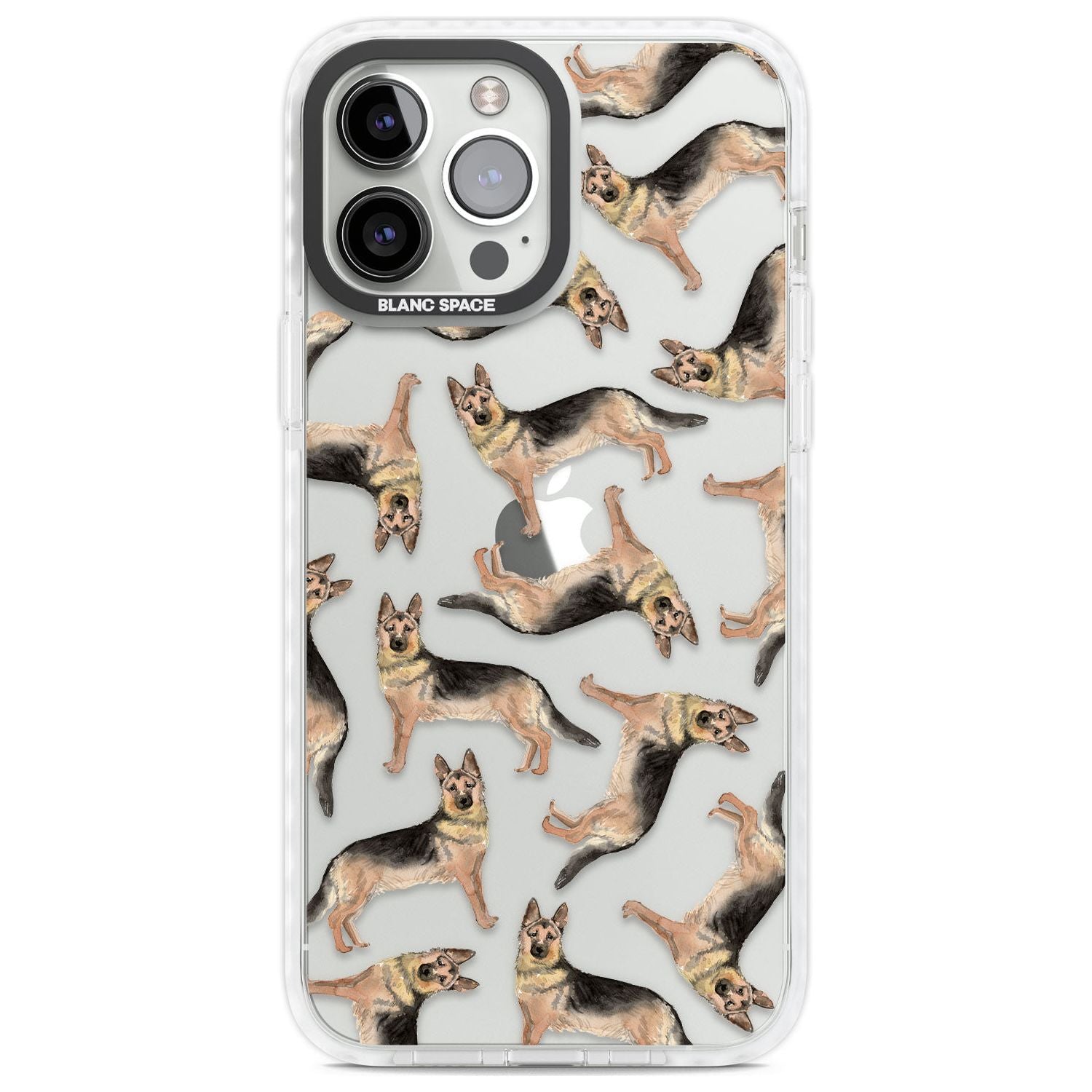 German Shepherd Watercolour Dog Pattern Phone Case iPhone 13 Pro Max / Impact Case,iPhone 14 Pro Max / Impact Case Blanc Space