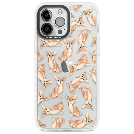 Chihuahua Watercolour Dog Pattern Phone Case iPhone 13 Pro Max / Impact Case,iPhone 14 Pro Max / Impact Case Blanc Space