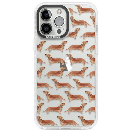 Dachshund (Red) Watercolour Dog Pattern Phone Case iPhone 13 Pro Max / Impact Case,iPhone 14 Pro Max / Impact Case Blanc Space