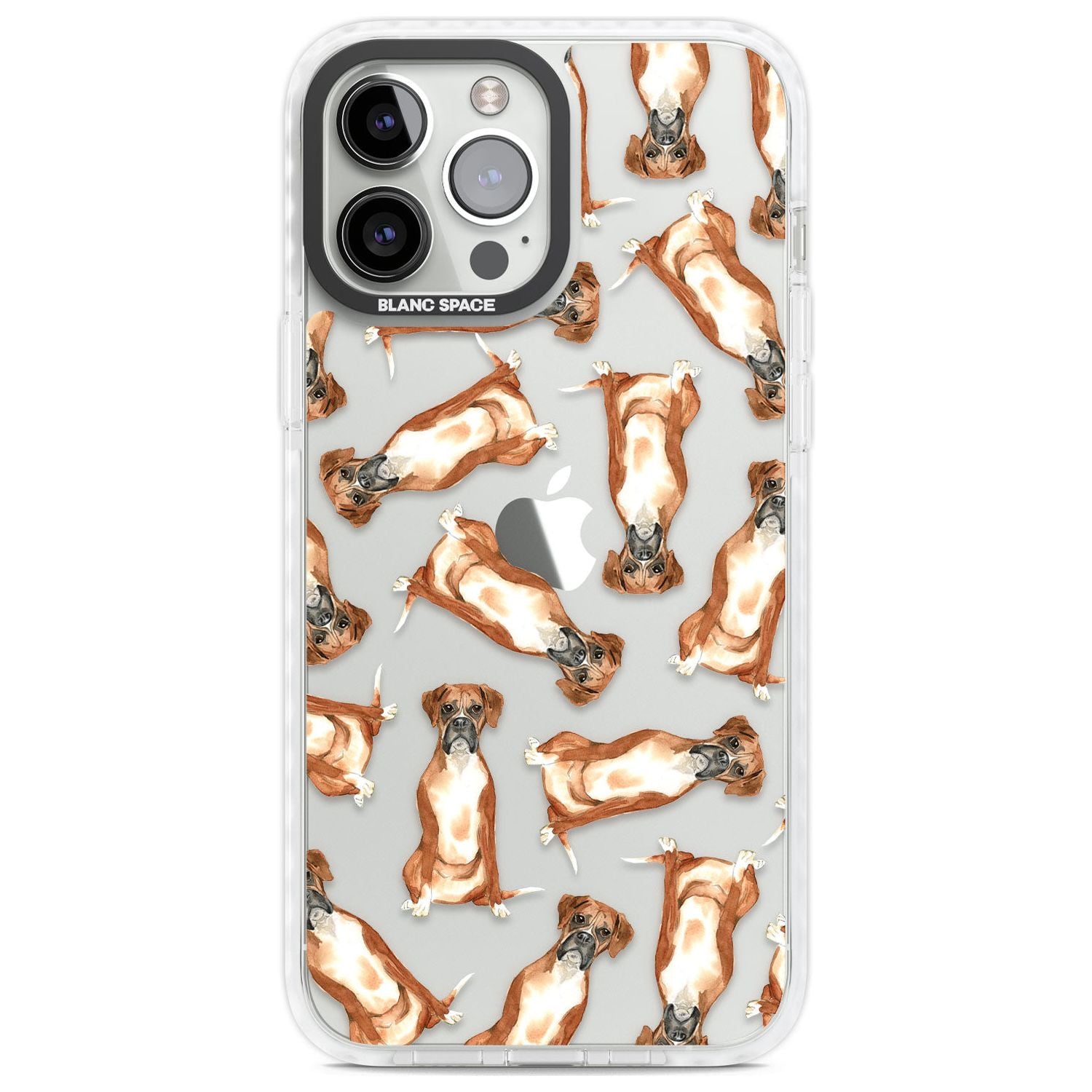 Boxer Watercolour Dog Pattern Phone Case iPhone 13 Pro Max / Impact Case,iPhone 14 Pro Max / Impact Case Blanc Space