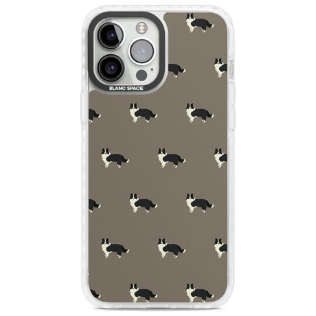 Border Collie Dog Pattern Phone Case iPhone 13 Pro Max / Impact Case,iPhone 14 Pro Max / Impact Case Blanc Space