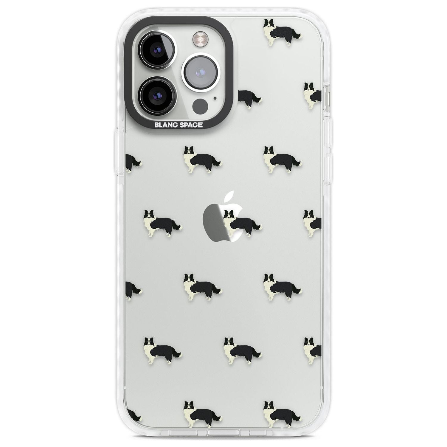 Border Collie Dog Pattern Clear Phone Case iPhone 13 Pro Max / Impact Case,iPhone 14 Pro Max / Impact Case Blanc Space