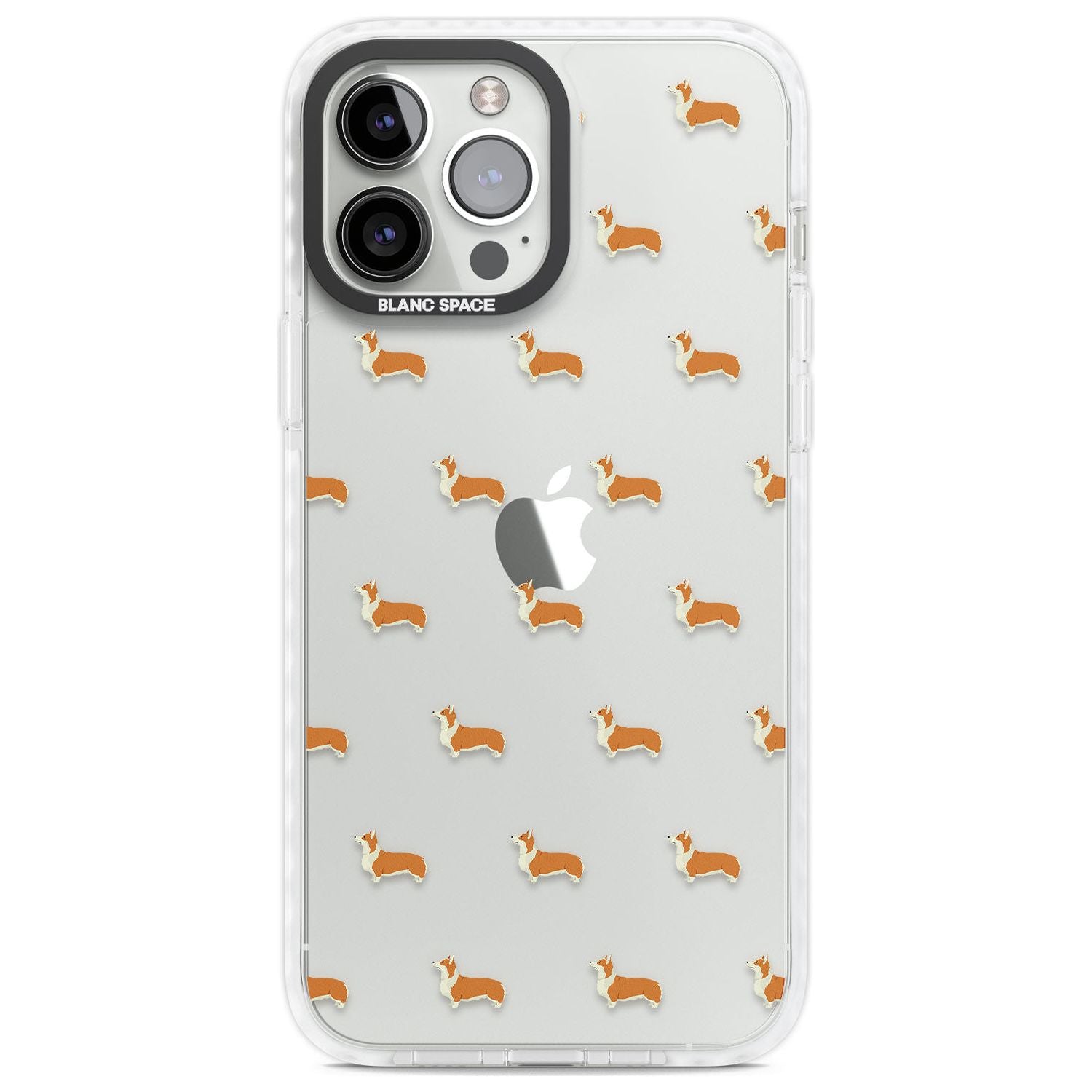 Pembroke Welsh Corgi Dog Pattern Clear Phone Case iPhone 13 Pro Max / Impact Case,iPhone 14 Pro Max / Impact Case Blanc Space