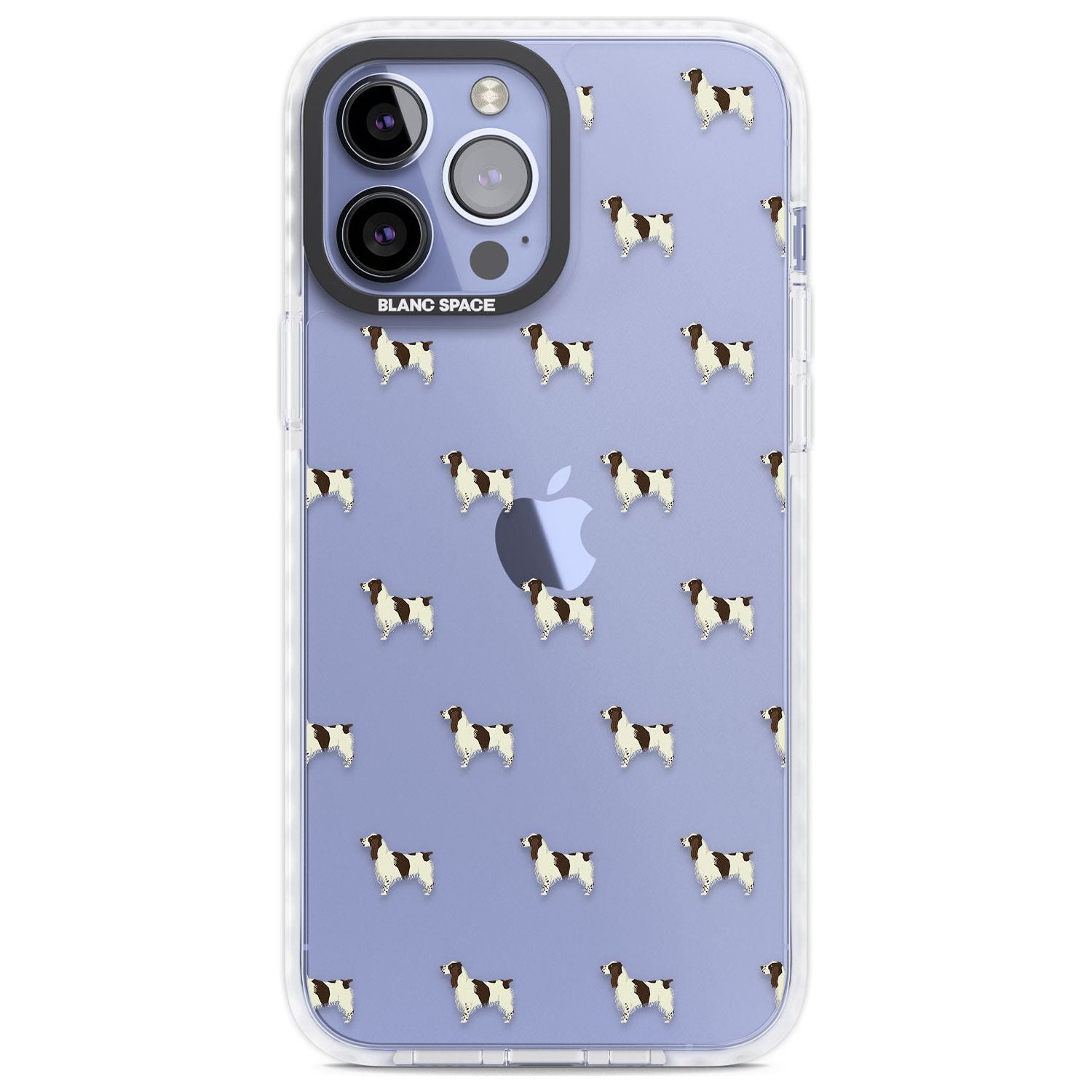 English Springer Spaniel Dog Pattern Clear Phone Case iPhone 13 Pro Max / Impact Case,iPhone 14 Pro Max / Impact Case Blanc Space