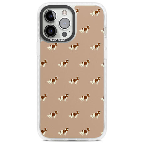 Cavalier King Charles Spaniel Pattern Phone Case iPhone 13 Pro Max / Impact Case,iPhone 14 Pro Max / Impact Case Blanc Space