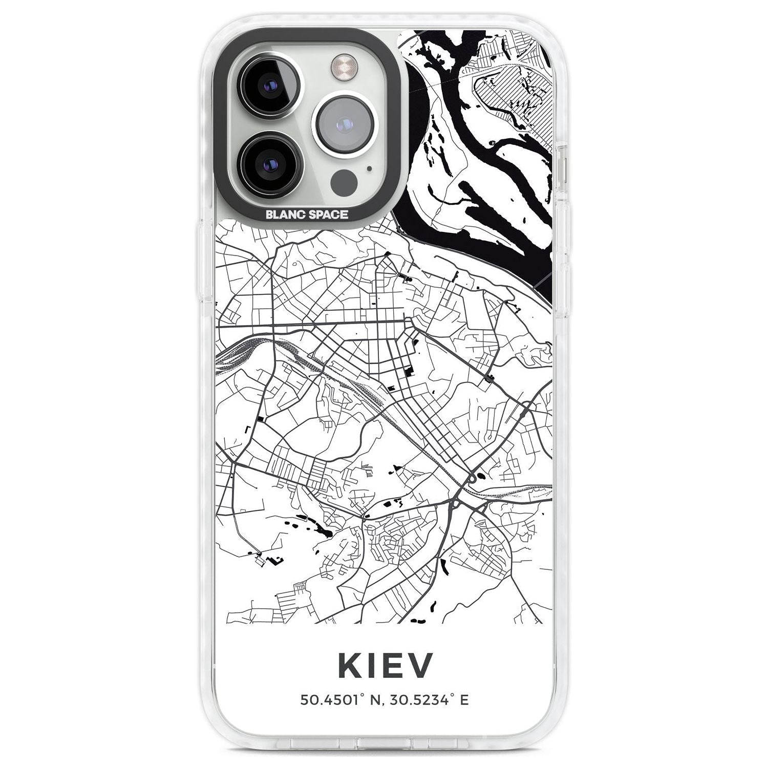 Map of Kiev, Ukraine Phone Case iPhone 13 Pro Max / Impact Case,iPhone 14 Pro Max / Impact Case Blanc Space