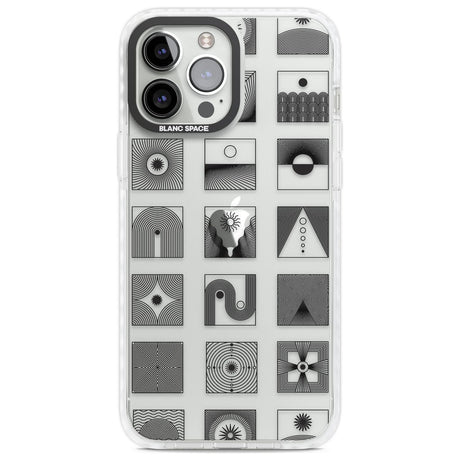 Abstract Lines: Mixed Pattern #1 Phone Case iPhone 13 Pro Max / Impact Case,iPhone 14 Pro Max / Impact Case Blanc Space