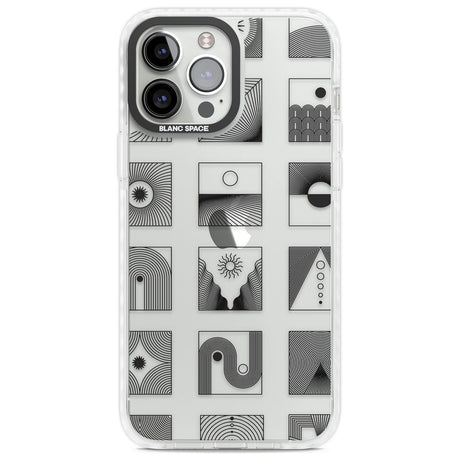 Abstract Lines: Mixed Pattern #2 Phone Case iPhone 13 Pro Max / Impact Case,iPhone 14 Pro Max / Impact Case Blanc Space