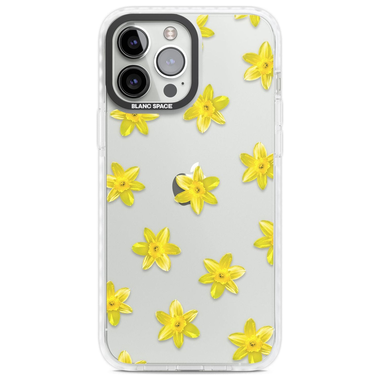 Daffodils Transparent Pattern Phone Case iPhone 13 Pro Max / Impact Case,iPhone 14 Pro Max / Impact Case Blanc Space