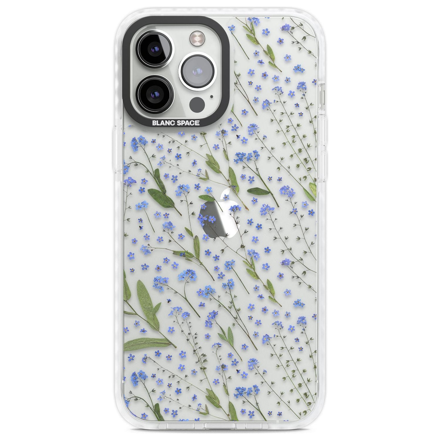Blue Wild Flower Design Phone Case iPhone 13 Pro Max / Impact Case,iPhone 14 Pro Max / Impact Case Blanc Space