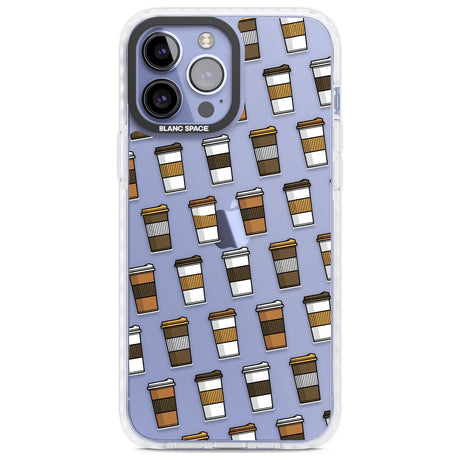 Coffee Cup Pattern Phone Case iPhone 13 Pro Max / Impact Case,iPhone 14 Pro Max / Impact Case Blanc Space