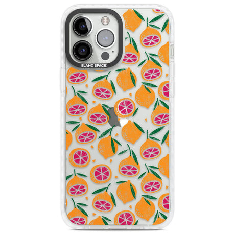 Blood Orange Fruit Pattern Transparent Phone Case iPhone 13 Pro Max / Impact Case,iPhone 14 Pro Max / Impact Case Blanc Space