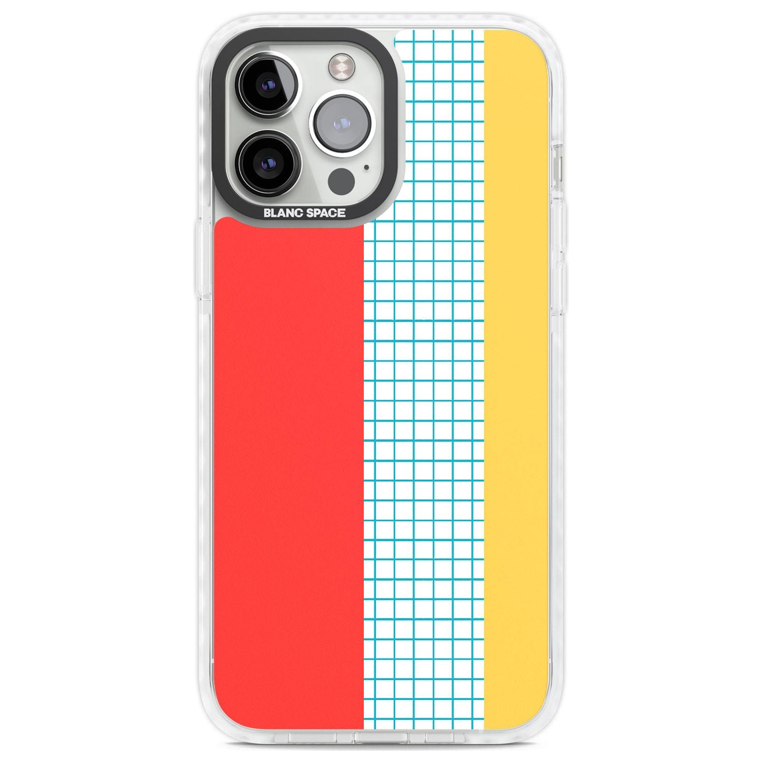 Abstract Grid Red, Blue, Yellow Phone Case iPhone 13 Pro Max / Impact Case,iPhone 14 Pro Max / Impact Case Blanc Space