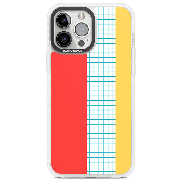 Abstract Grid Red, Blue, Yellow Phone Case iPhone 13 Pro Max / Impact Case,iPhone 14 Pro Max / Impact Case Blanc Space