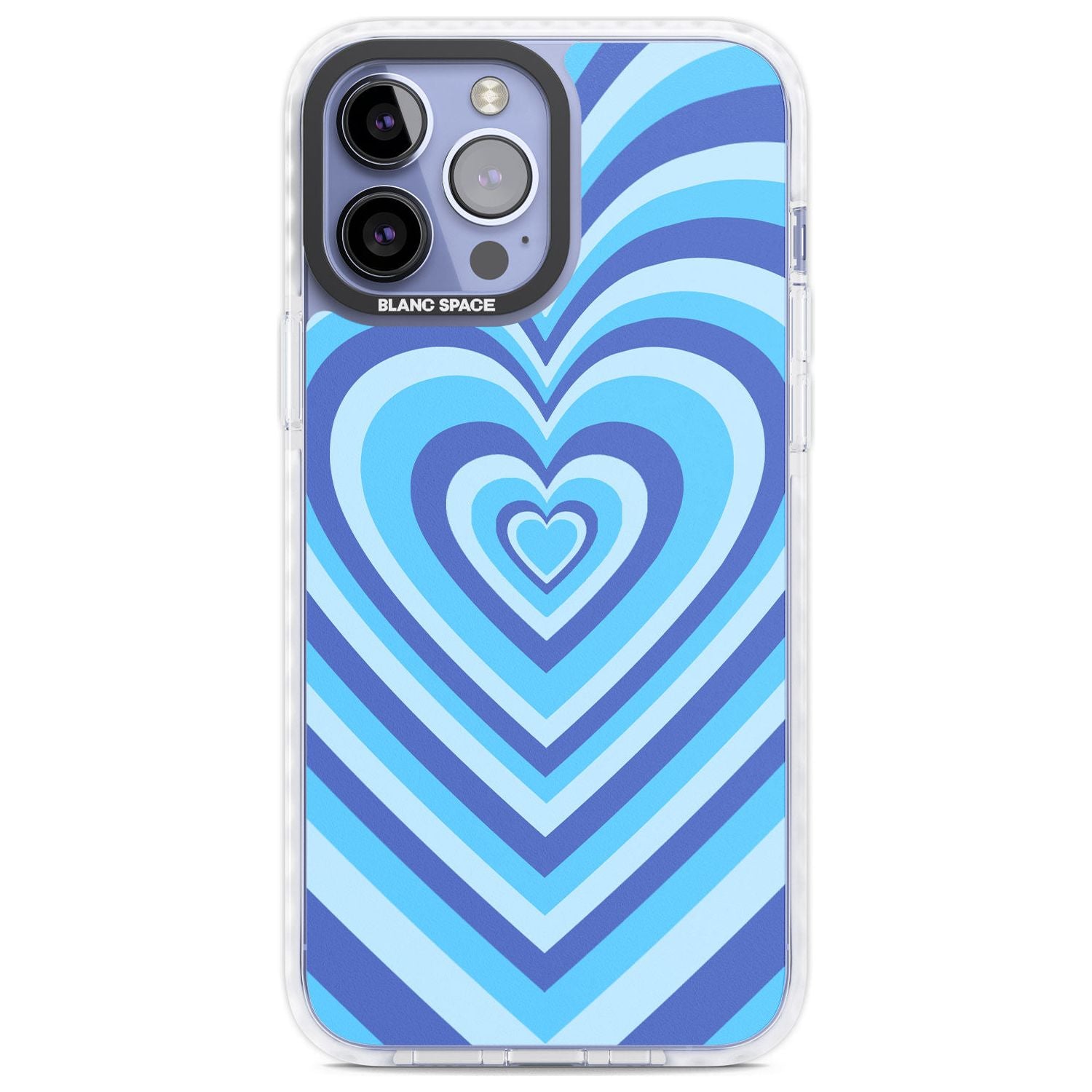 Blue Heart Illusion Phone Case iPhone 13 Pro Max / Impact Case,iPhone 14 Pro Max / Impact Case Blanc Space