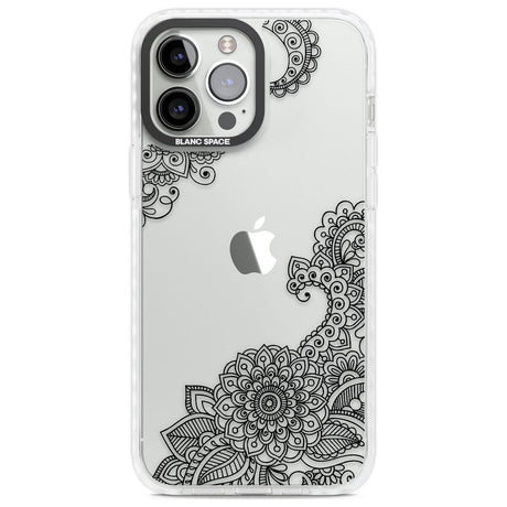 Black Henna Botanicals Phone Case iPhone 13 Pro Max / Impact Case,iPhone 14 Pro Max / Impact Case Blanc Space