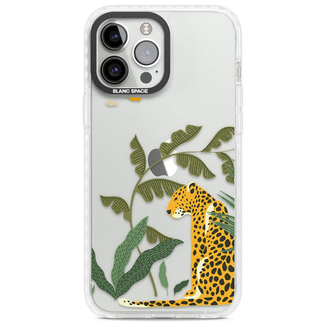 Large Jaguar Clear Jungle Cat Pattern Phone Case iPhone 13 Pro Max / Impact Case,iPhone 14 Pro Max / Impact Case Blanc Space