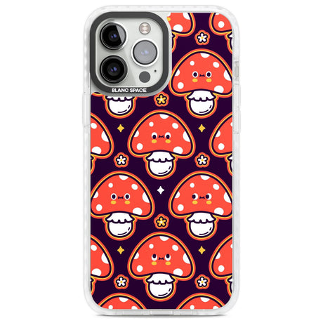 Mushroom Kawaii Pattern Phone Case iPhone 13 Pro Max / Impact Case,iPhone 14 Pro Max / Impact Case Blanc Space