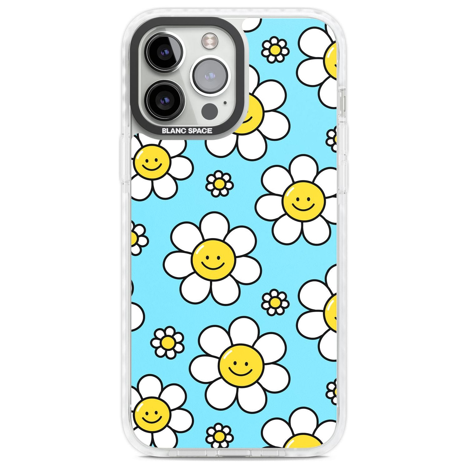 Daisy Faces Kawaii Pattern Phone Case iPhone 13 Pro Max / Impact Case,iPhone 14 Pro Max / Impact Case Blanc Space