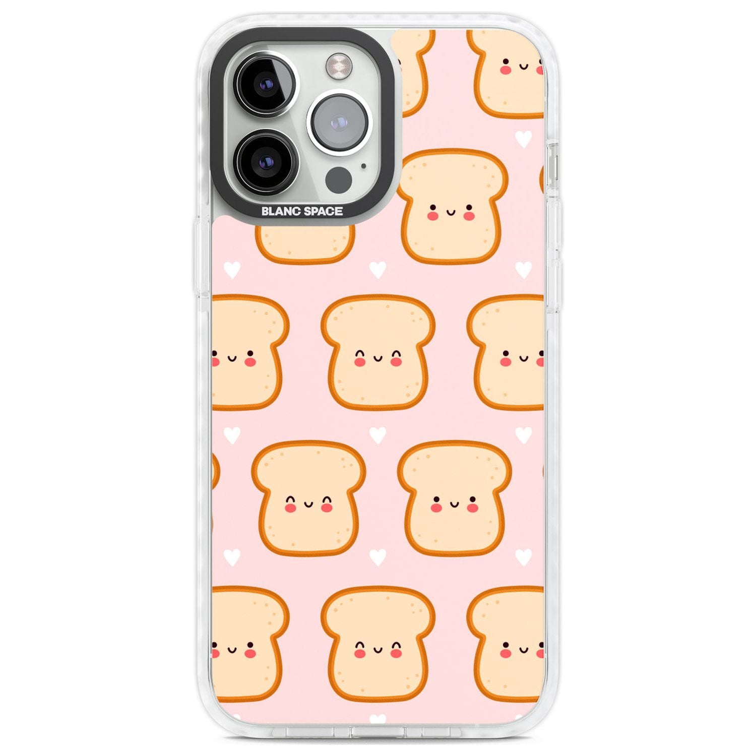 Bread Faces Kawaii Pattern Phone Case iPhone 13 Pro Max / Impact Case,iPhone 14 Pro Max / Impact Case Blanc Space