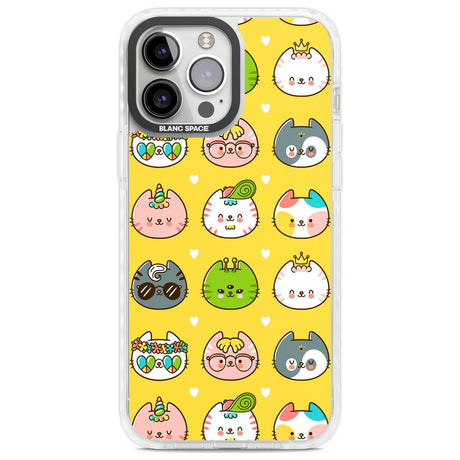 Mythical Cats Kawaii Pattern Phone Case iPhone 13 Pro Max / Impact Case,iPhone 14 Pro Max / Impact Case Blanc Space