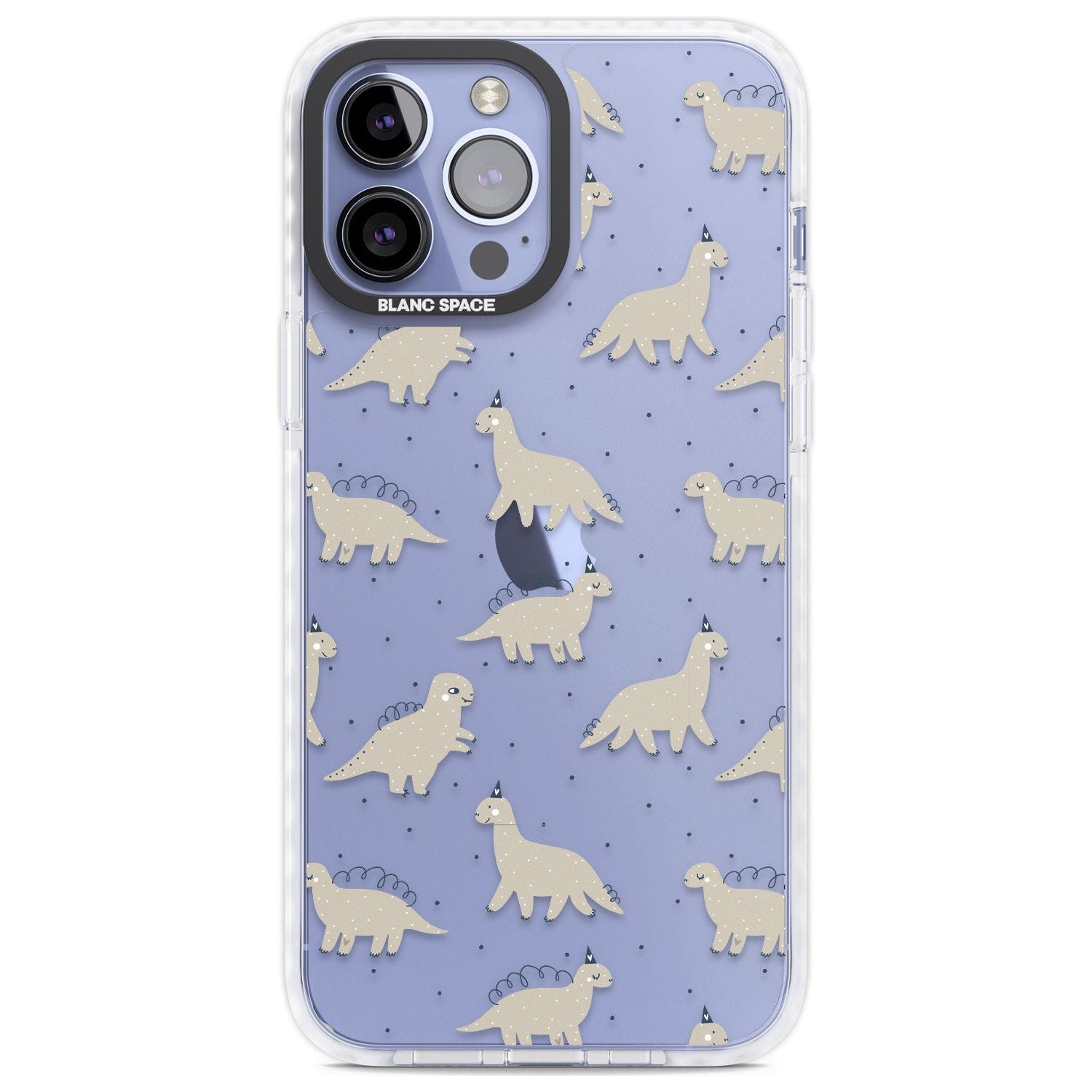 Adorable Dinosaurs Pattern (Clear) Phone Case iPhone 13 Pro Max / Impact Case,iPhone 14 Pro Max / Impact Case Blanc Space