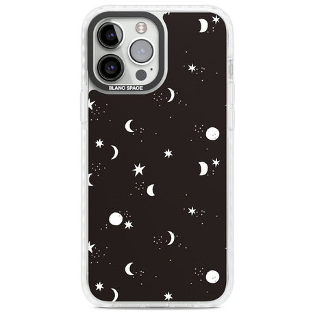 Funky Moons & Stars Phone Case iPhone 13 Pro Max / Impact Case,iPhone 14 Pro Max / Impact Case Blanc Space