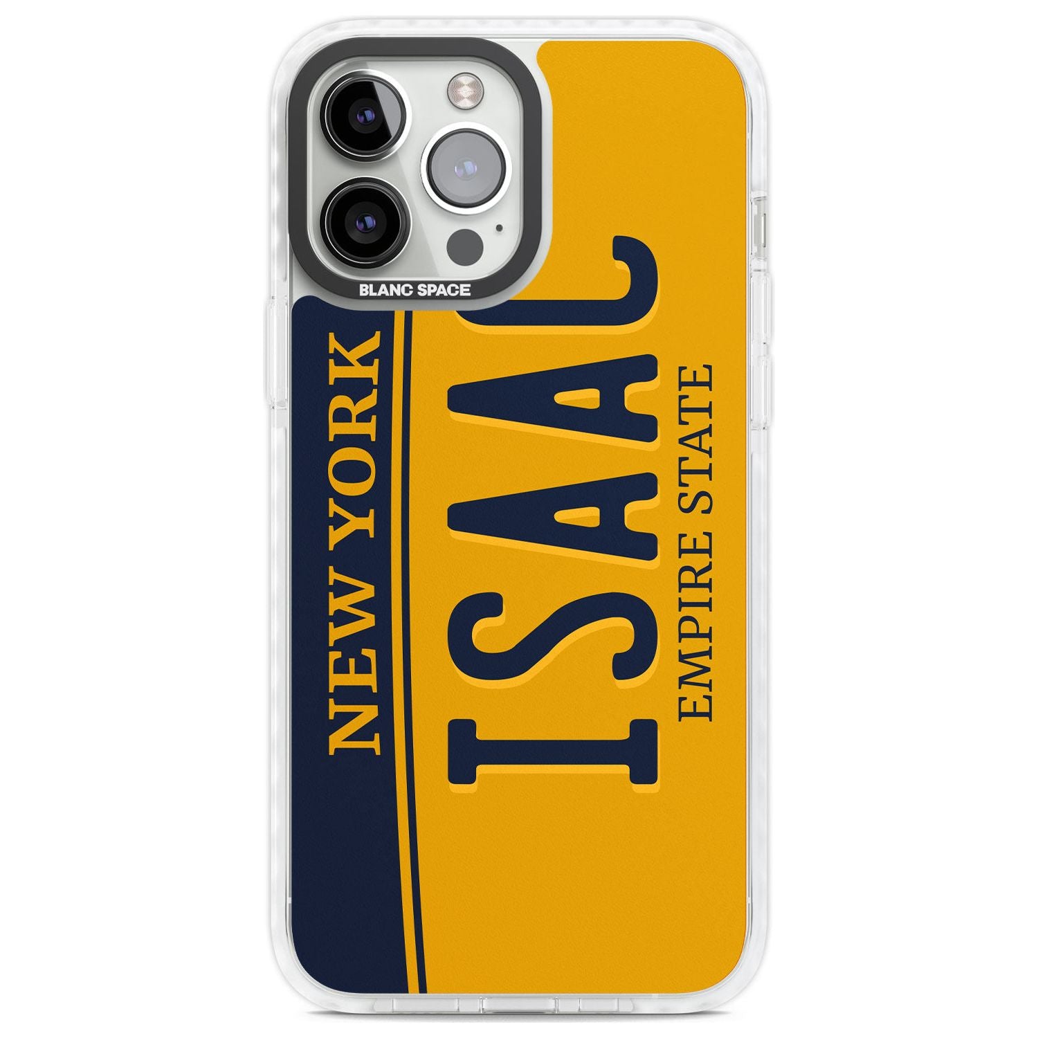 New York License Plate Custom Phone Case iPhone 13 Pro Max / Impact Case,iPhone 14 Pro Max / Impact Case Blanc Space