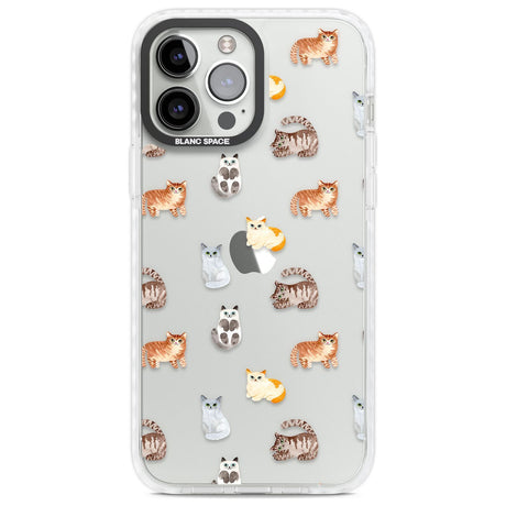 Cute Cat Pattern - Clear Phone Case iPhone 13 Pro Max / Impact Case,iPhone 14 Pro Max / Impact Case Blanc Space