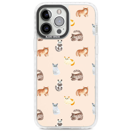 Cute Cat Pattern Phone Case iPhone 13 Pro Max / Impact Case,iPhone 14 Pro Max / Impact Case Blanc Space