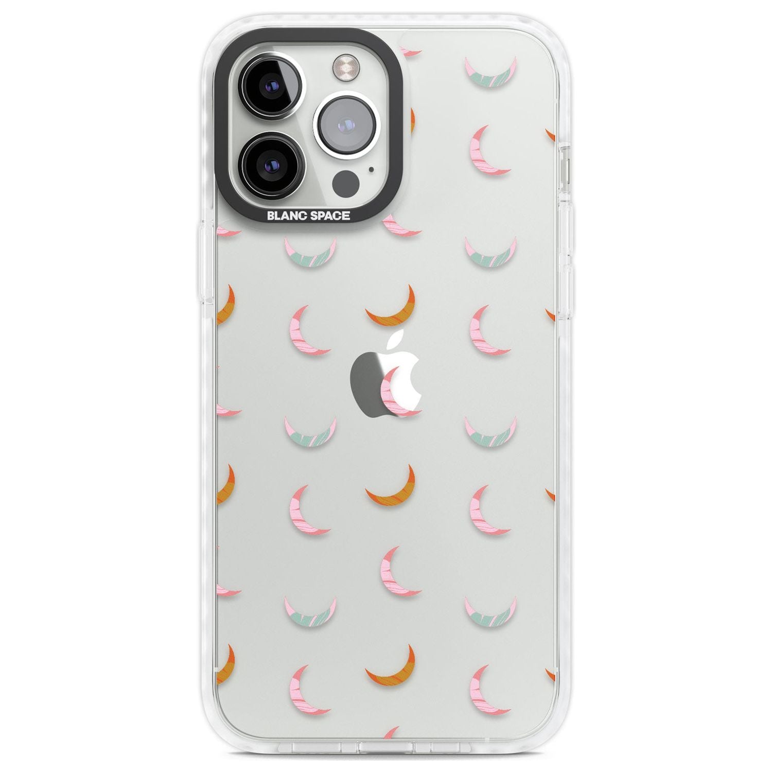 Colourful Crescent Moons Phone Case iPhone 13 Pro Max / Impact Case,iPhone 14 Pro Max / Impact Case Blanc Space