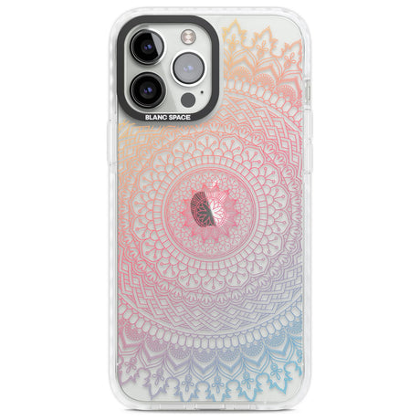 Large Rainbow Mandala Phone Case iPhone 13 Pro Max / Impact Case,iPhone 14 Pro Max / Impact Case Blanc Space