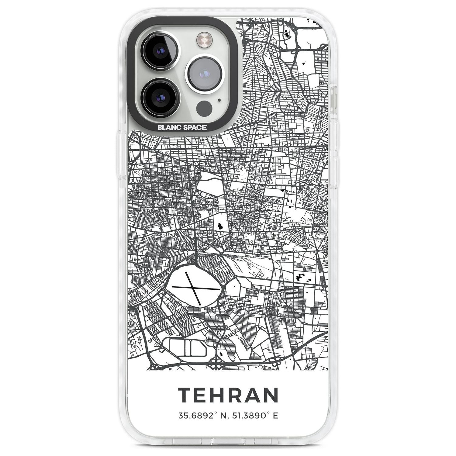 Map of Tehran, Iran Phone Case iPhone 13 Pro Max / Impact Case,iPhone 14 Pro Max / Impact Case Blanc Space