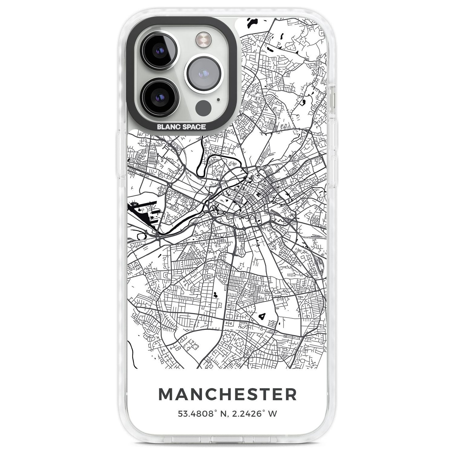 Map of Manchester, England Phone Case iPhone 13 Pro Max / Impact Case,iPhone 14 Pro Max / Impact Case Blanc Space