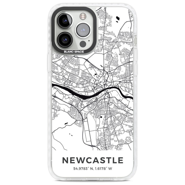 Map of Newcastle, England Phone Case iPhone 13 Pro Max / Impact Case,iPhone 14 Pro Max / Impact Case Blanc Space