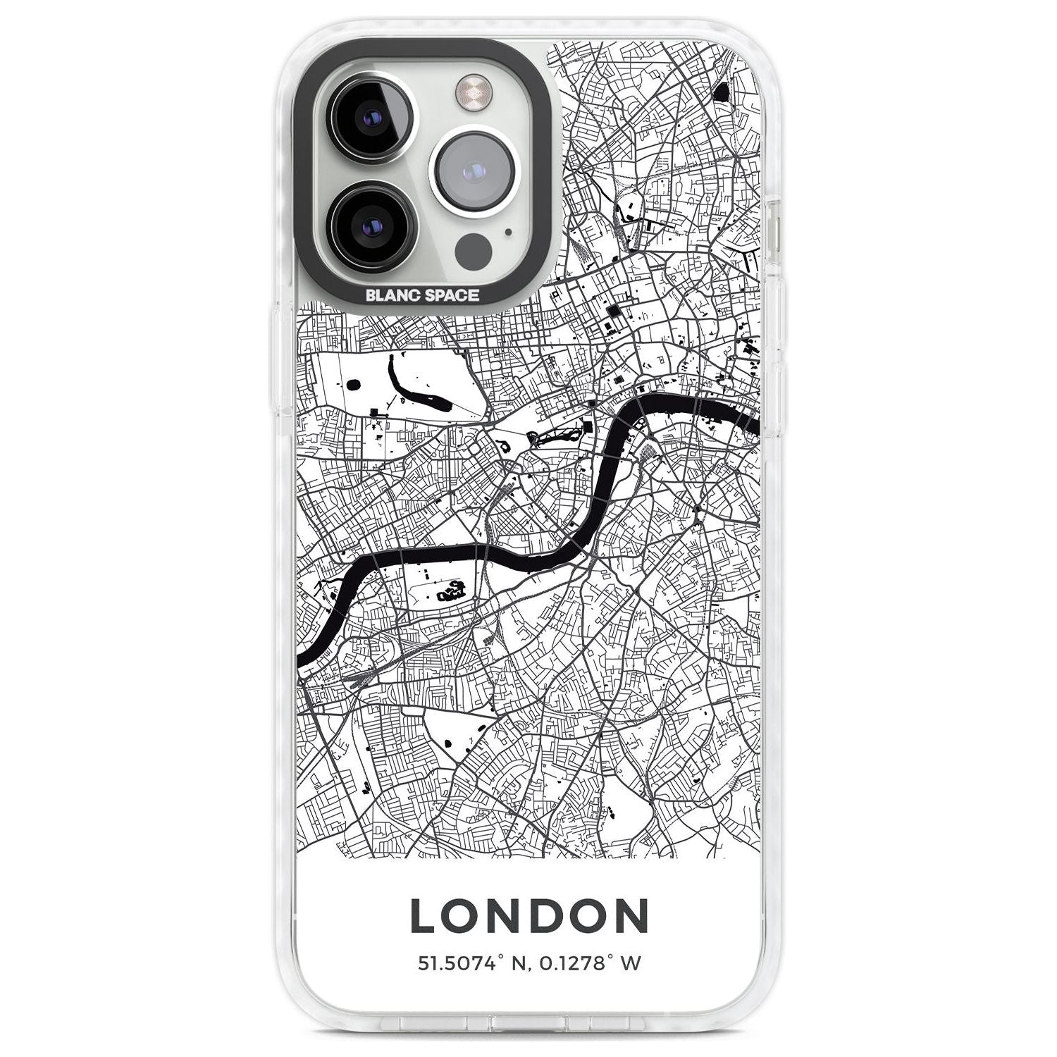 Map of London, England Phone Case iPhone 13 Pro Max / Impact Case,iPhone 14 Pro Max / Impact Case Blanc Space