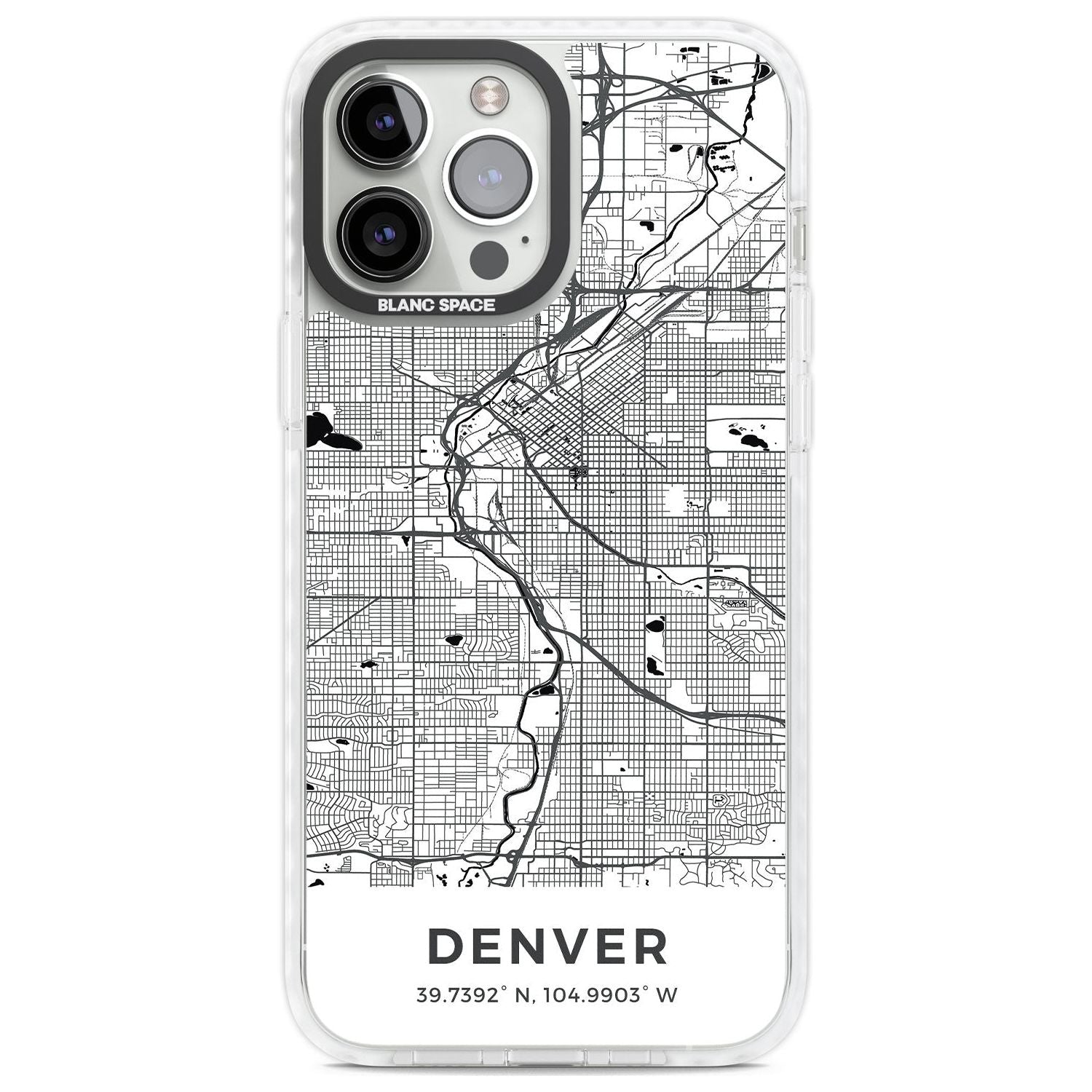 Map of Denver, Colorado Phone Case iPhone 13 Pro Max / Impact Case,iPhone 14 Pro Max / Impact Case Blanc Space