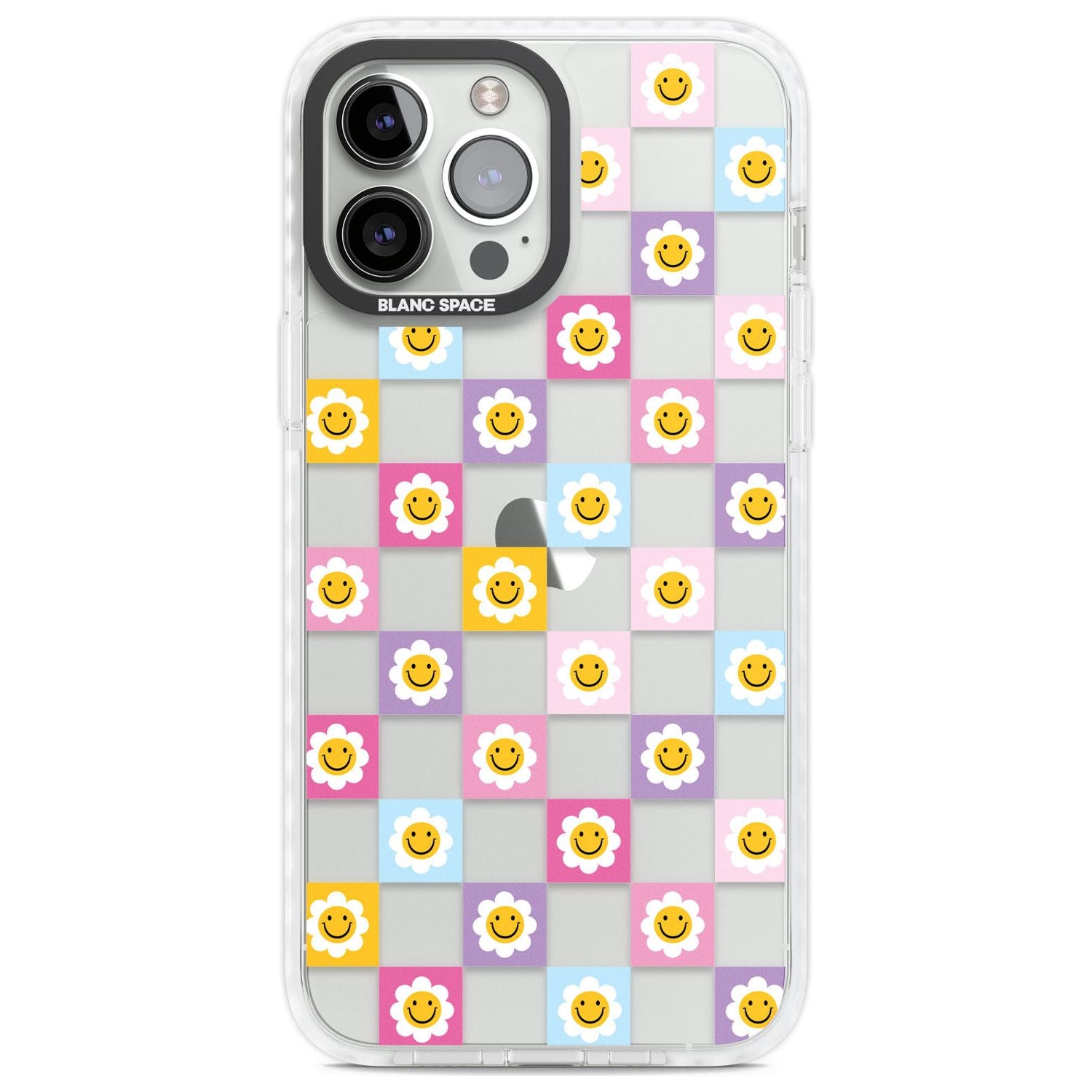 Daisy Squares Pattern Phone Case iPhone 13 Pro Max / Impact Case,iPhone 14 Pro Max / Impact Case Blanc Space