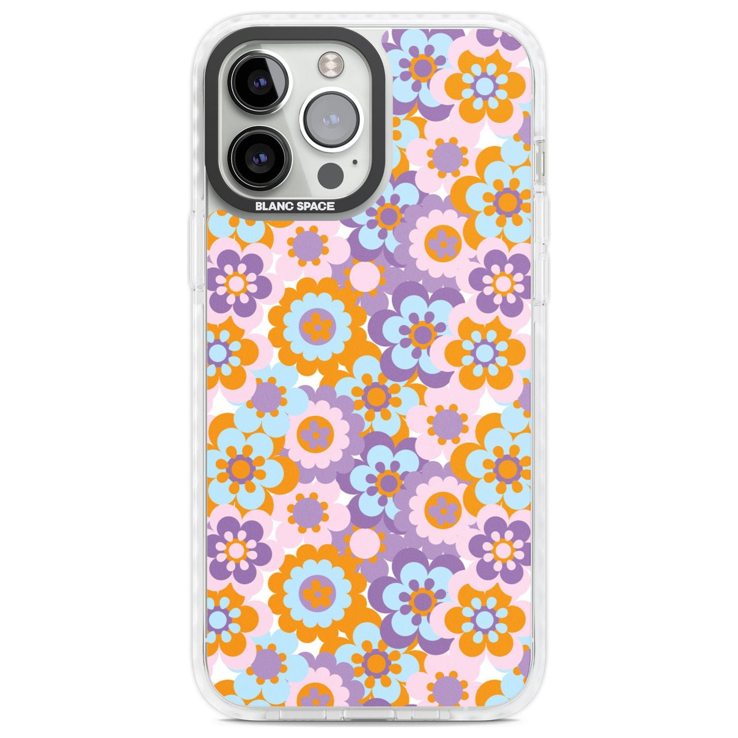 Flower Power Pattern Phone Case iPhone 13 Pro Max / Impact Case,iPhone 14 Pro Max / Impact Case Blanc Space
