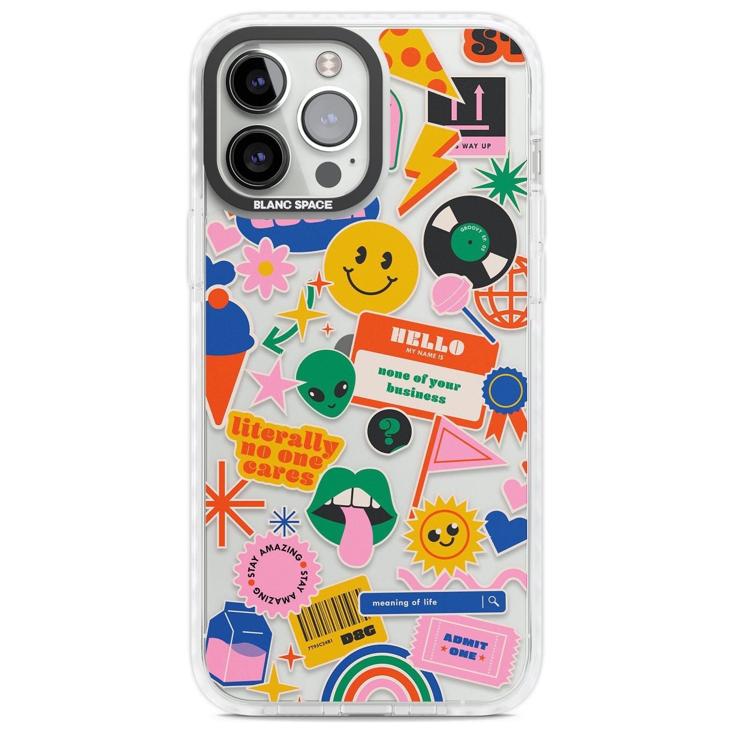 Nostalgic Stickers #1 Phone Case iPhone 13 Pro Max / Impact Case,iPhone 14 Pro Max / Impact Case Blanc Space