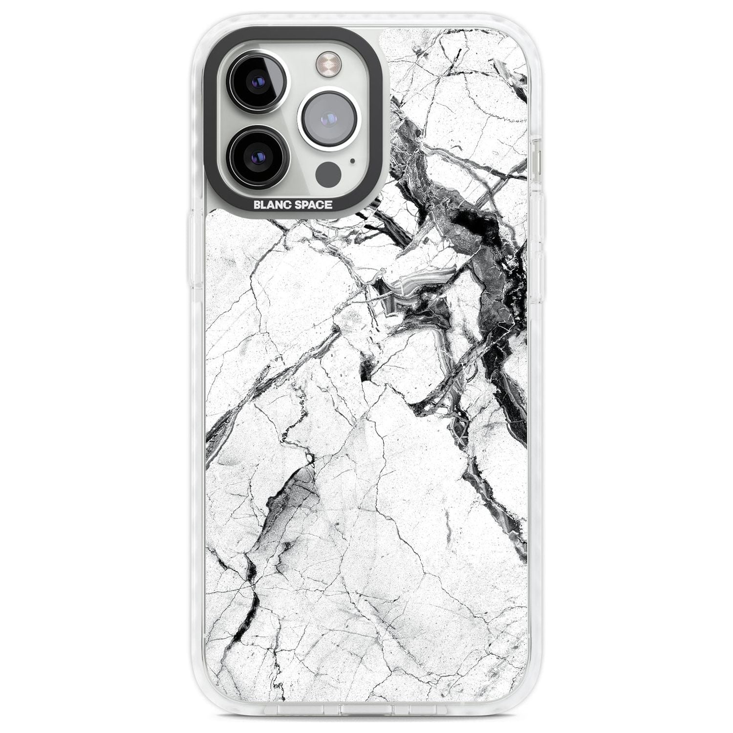 Black & White Stormy Marble Phone Case iPhone 13 Pro Max / Impact Case,iPhone 14 Pro Max / Impact Case Blanc Space