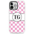 Personalised Monogrammed Pink Check Phone Case iPhone 13 Pro Max / Impact Case,iPhone 14 Pro Max / Impact Case Blanc Space