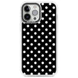 Designer Chic Black Polka Dot Phone Case iPhone 13 Pro Max / Impact Case,iPhone 14 Pro Max / Impact Case Blanc Space