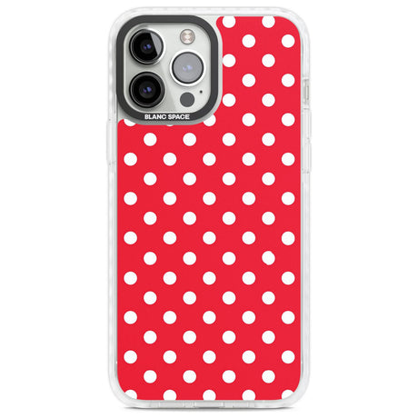 Designer Lava Red Polka Dot Phone Case iPhone 13 Pro Max / Impact Case,iPhone 14 Pro Max / Impact Case Blanc Space